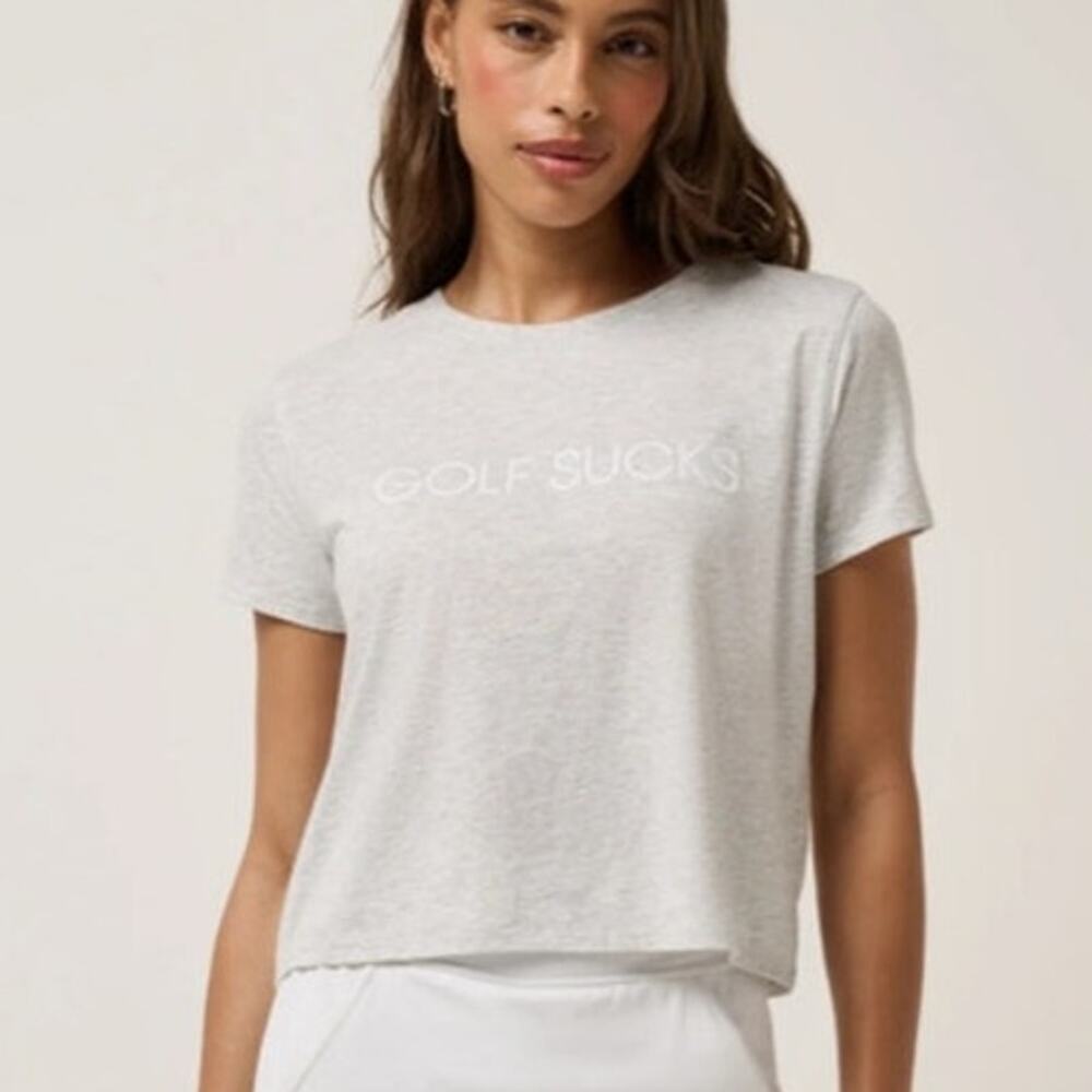 Travis Mathew Ten for Ten Graphic Tee "Golf Sucks" Women's Gray Lightweight XS